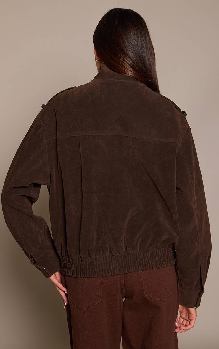 Chocolate Plum Blouson Aviateur En Synthétique Avec Col Montant Et Détails De Poches