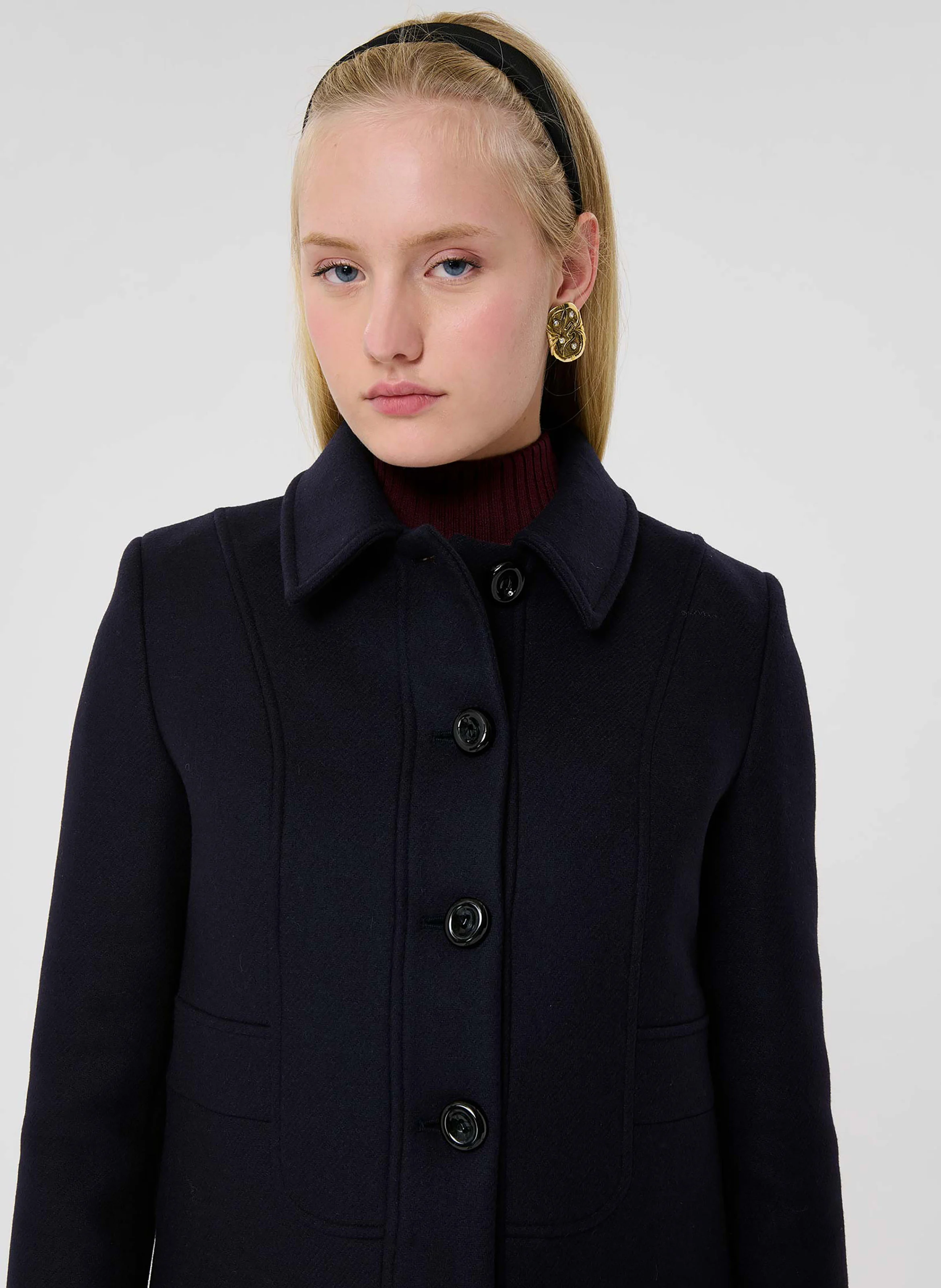 MADELINE - Manteau droit en laine mélangée | Bleu