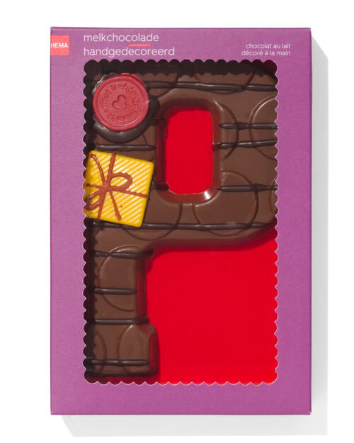 lettre P en chocolat au lait décorée à la main 200g