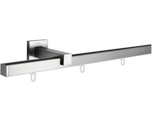 Gordijnroedeset, binnenrail, vierkant, RVS-look, 160 cm, 20 x 20 mm