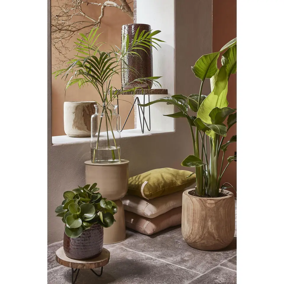 Mica Decorations Bloempot - hout - voor binnen en buiten - 31 cm