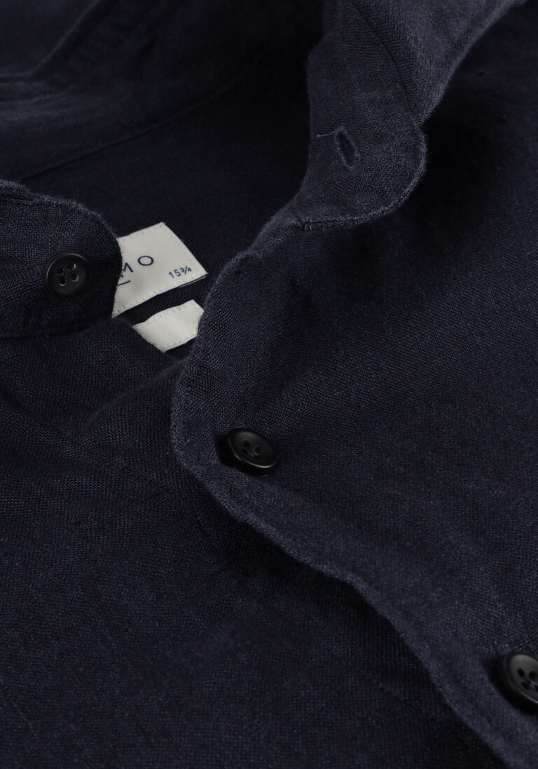 donkerblauwe profuomo klassiek overhemd shirt x-cutaway linen
