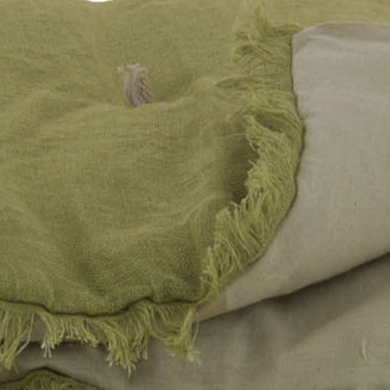 En Fil d'Indienne Dessus de lit Etamine lin mélangé kaki - 220x240 cm