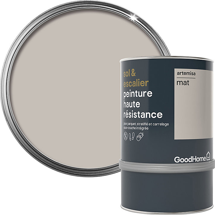 Peinture haute résistance sol et escalier GoodHome beige Artemisa mat 0,75L