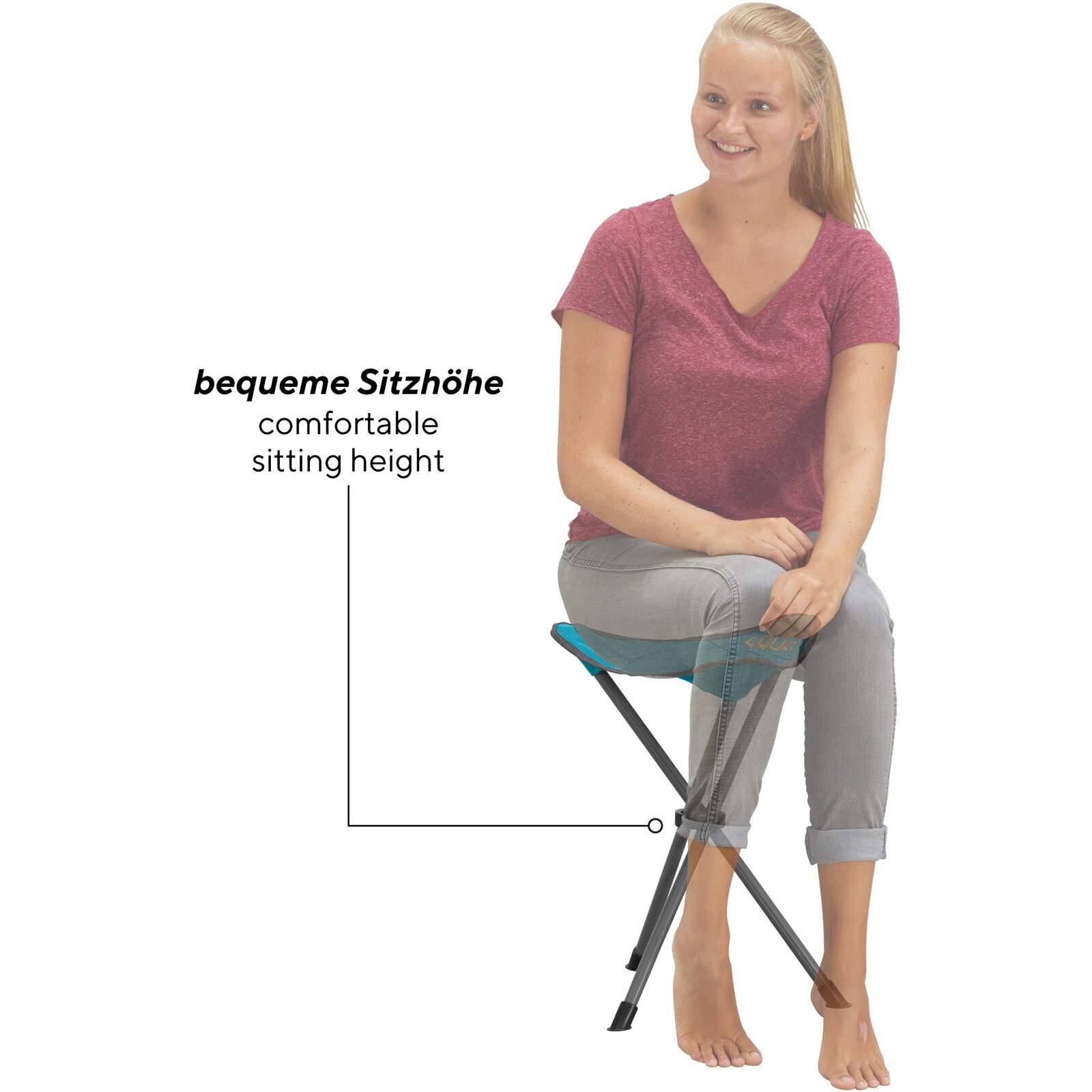 UQUIP Dreibeinhocker Darcy XL Falthocker Campinghocker Faltbar Leicht 100 kg Farbe: Blue/grey