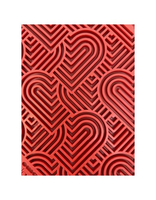 Sodapup Lickmat Love Hearts - Hondenvoerbak - Rood Small