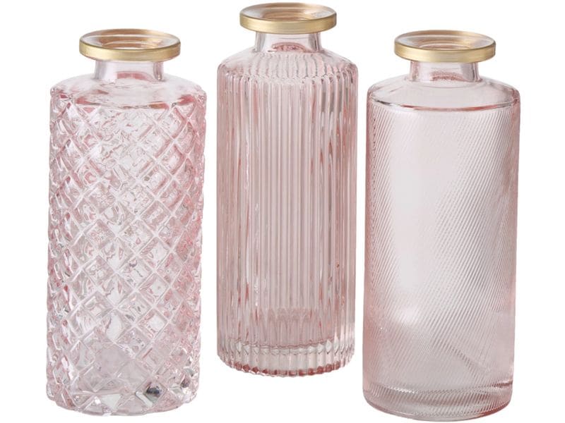 Boltze Vase Adore 1 Stück, 13 cm, Gold/Hellrosa/Transparent Vasen aus Glas