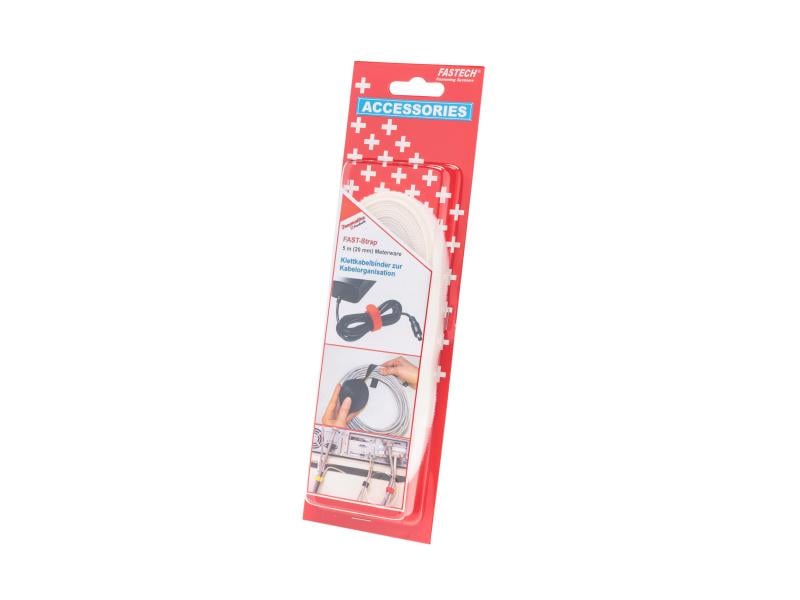FASTECH Klett-Kabelbinder 5 m x 20 mm, Weiss Klett-Kabelbinder, 30 mm x 25 m, weiss