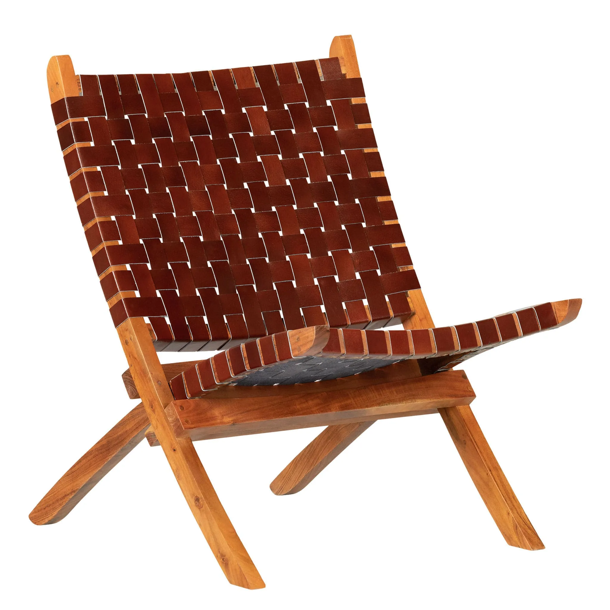 South Shore Fauteuil en Cuir Tressé Balka - Brun