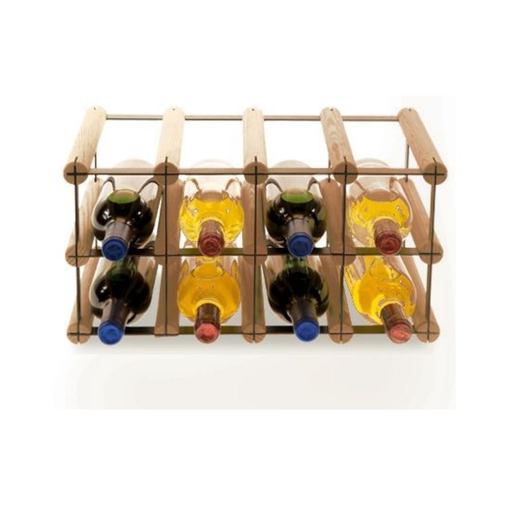 PROREGAL Modulair Wijnrek Vinotega Mod Metaal HxBxD 22,5 x 42,5 x 24,5 cm 4 x 2 Flessen Massief grenenhout Bruin Geolied