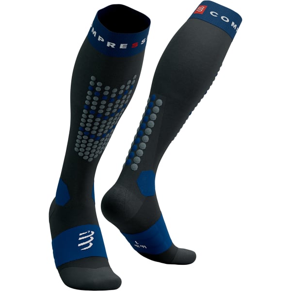 Chaussette de ski COMPRESSPORT ALPINE SKI FULL SOCKS BLACK/ESTATE BLUE