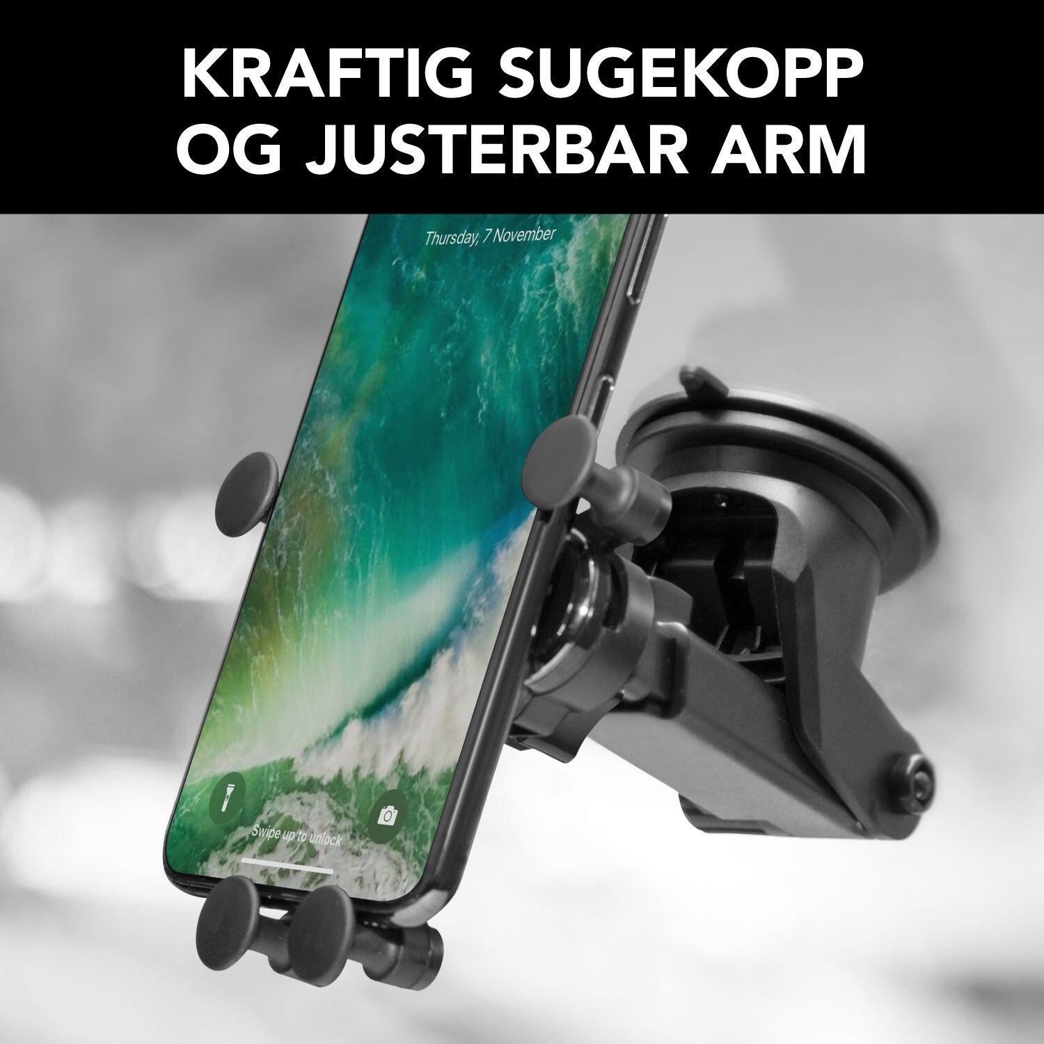 Linocell Mobilholder med hurtigfeste for frontrute