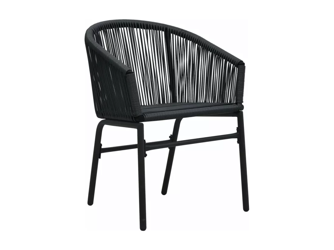 Chaises de jardin 2 pièces Noir Rotin PE