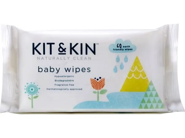Kit and Kin Bionedbrydelige, uparfumerede vådservietter 60 stk.