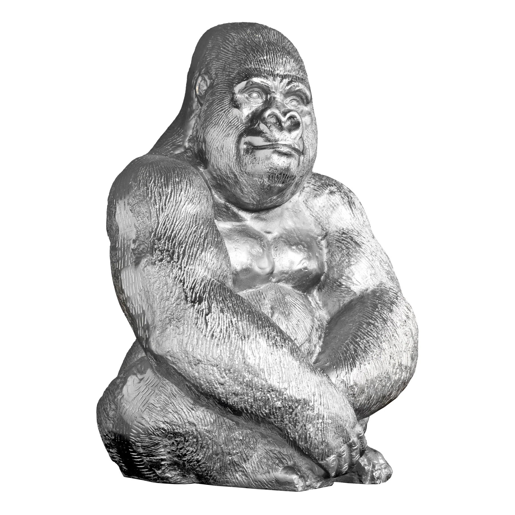 riess-ambiente Gorillafigur KONG 40cm silber handmade Metall Skulptur Deko