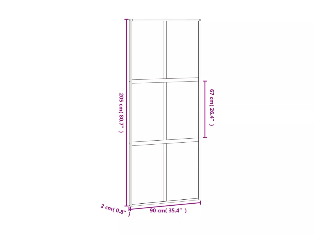 Porte coulissante blanc 90x205 cm verre trempé aluminium