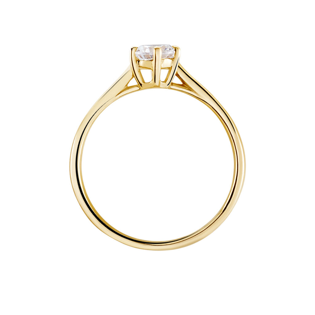 Bague Solitaire Plaqué Or Jaune Eulia Oxyde De Zirconium
