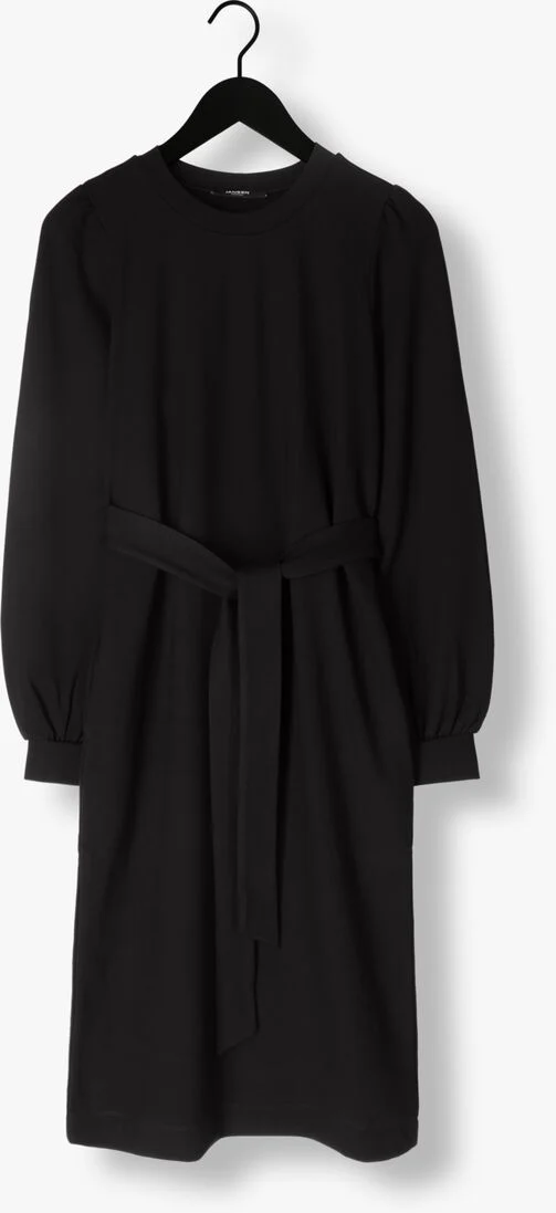 JANSEN AMSTERDAM zwarte jansen amsterdam midi jurk hv595 dress straight with belt