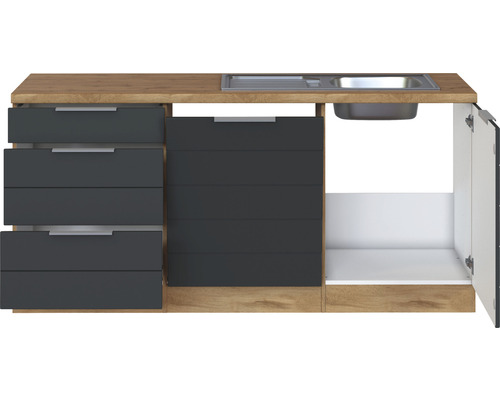 Held Furniture hoekkeuken zonder apparatuur Florence 240 cm grijs mat gedemonteerd omkeerbaar model 1112.6293