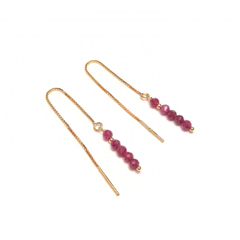 Boucles D'Oreilles Ilhéus Rubi Argent 925 Doré