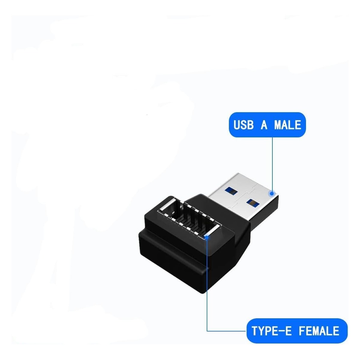 NÖRDIC Type E til USB-A 90 graders vinklet adapter