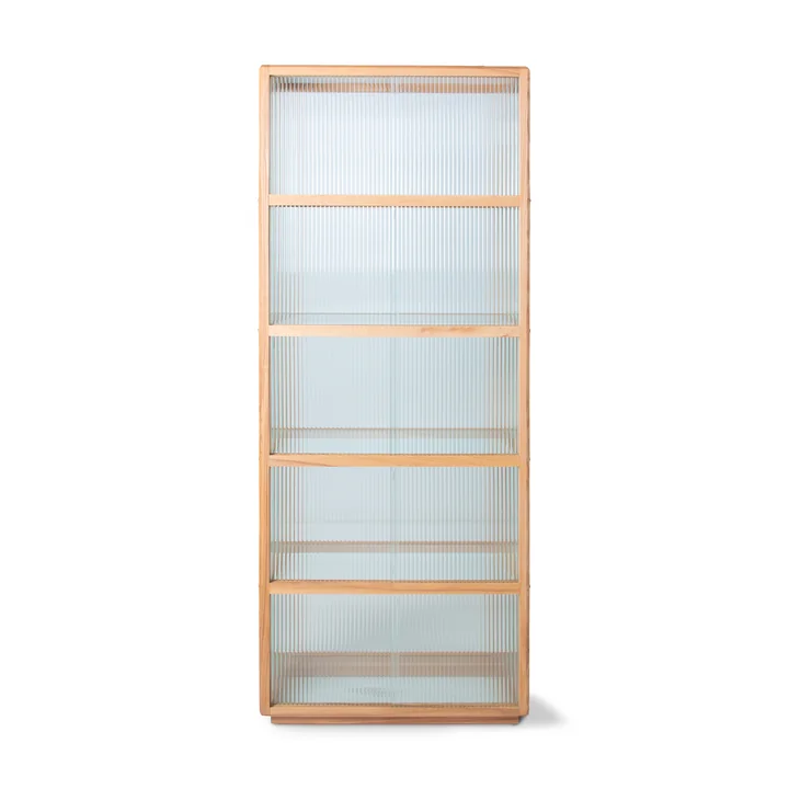 HKliving - Vitrine aus Holz mit geripptem Glas, natur