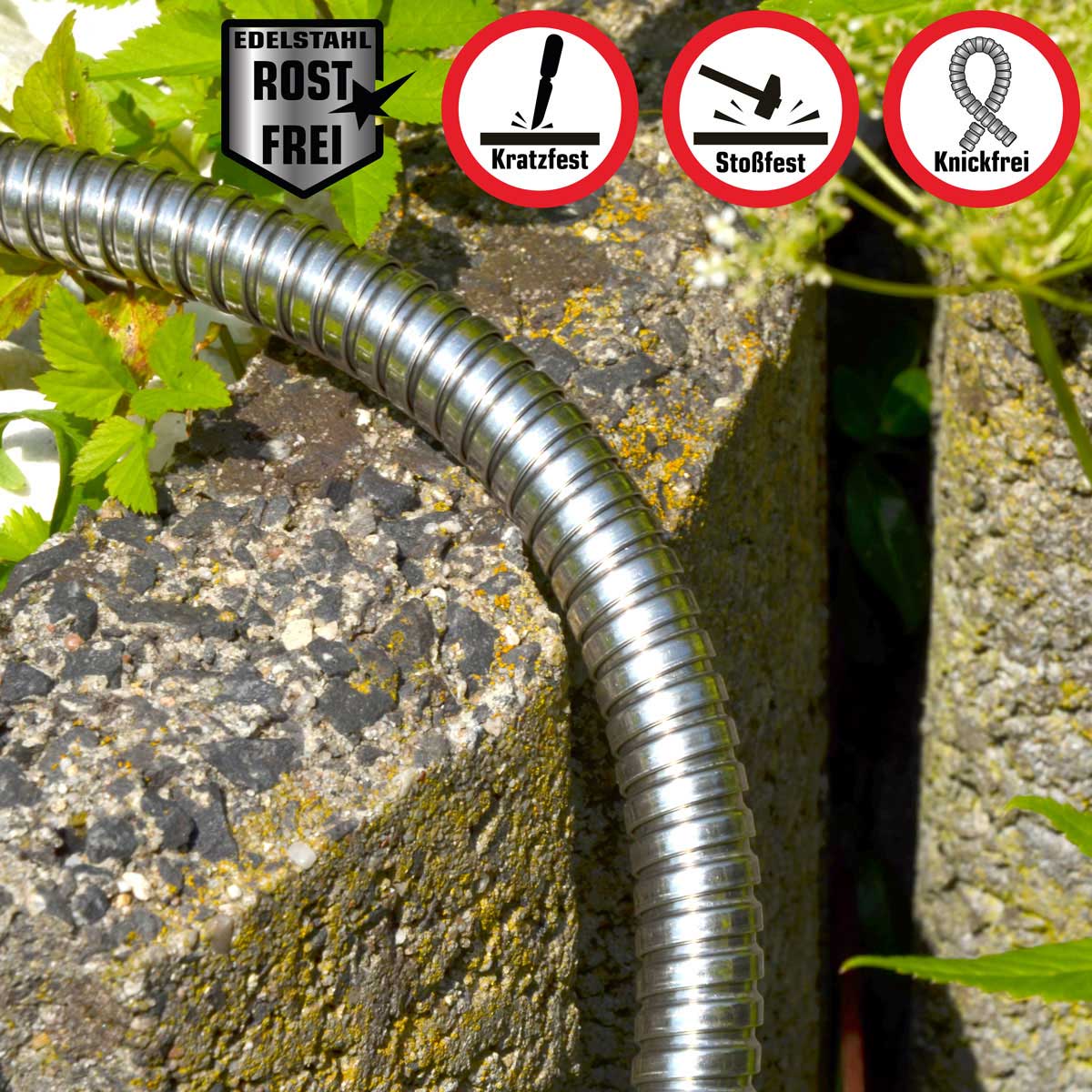 22,5 m Knickfreier Gartenschlauch Edelstahl Wasserschlauch Flex Metall Schlauch