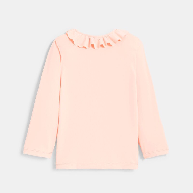 T-shirt anti UV col volanté rose bébé fille Orange