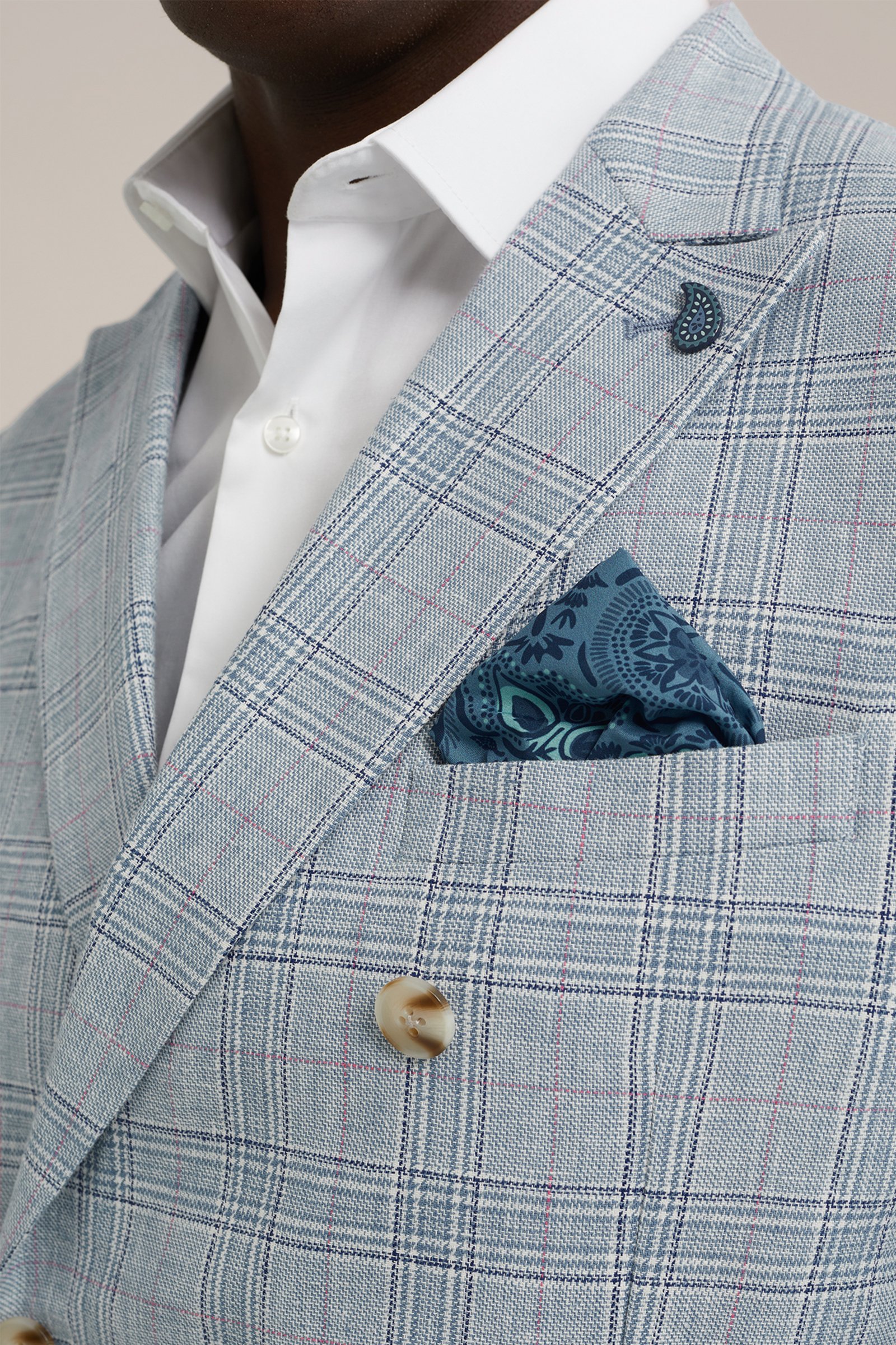 slim fit blazer van linnenmix WE Fashion Lichtblauw