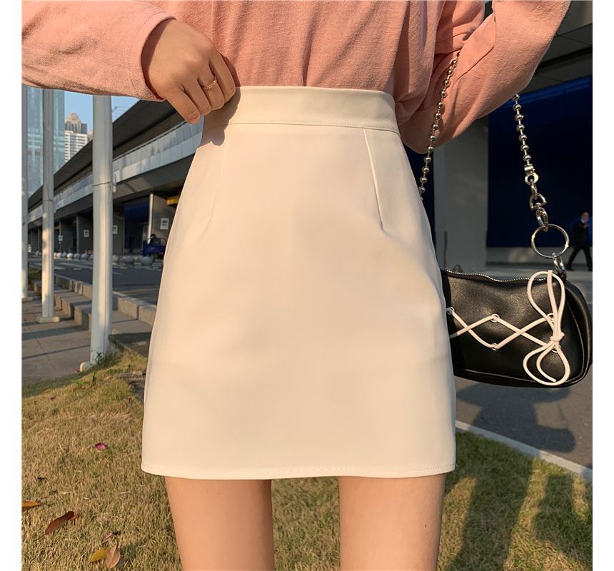 Seven Fairies - Hoge taille effen mini A-lijn rok