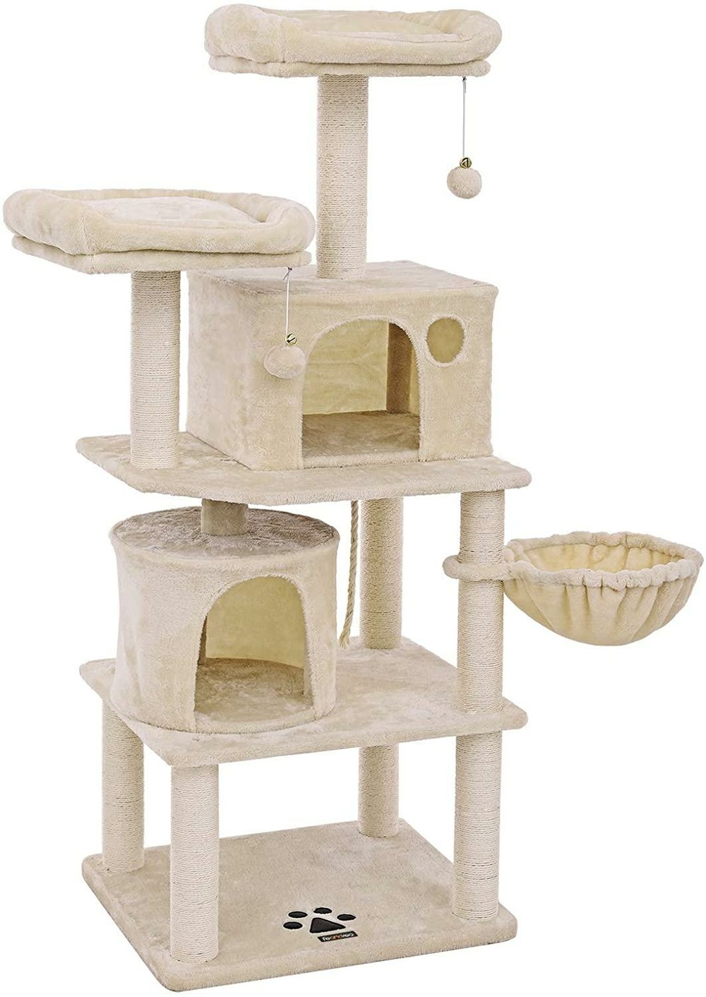Arbre à chat colonne en sisal panier et 2 niches tour à chat pour chats