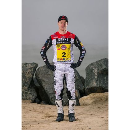 Maillot cross Kenny REPLICA HONDA MOTOBLOUZ SR PERFORMANCE STONE RED 2024 - Blanc / Noir