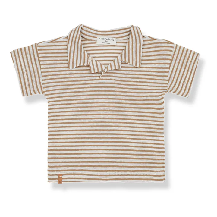 1+ in the family T-Shirt Col Polo en Lin Andreu | Camel