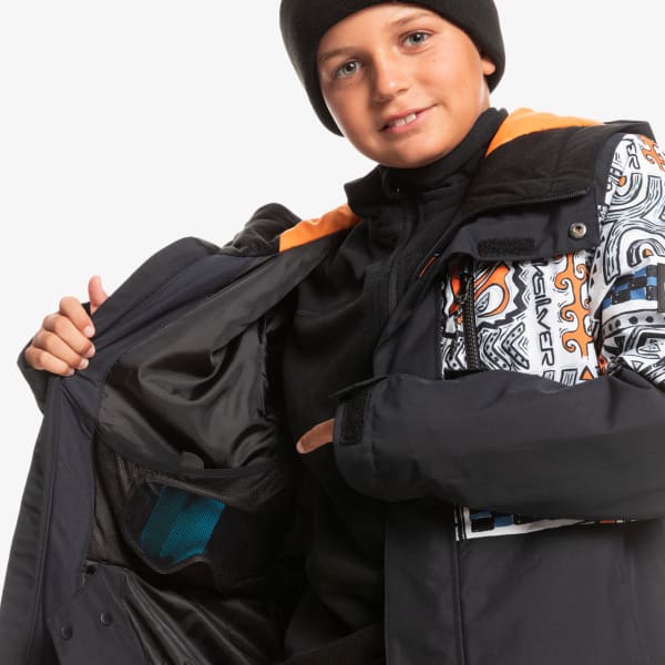 Veste de ski QUIKSILVER MISSION PRINTED BLOCK YOUTH JK RUSSET ORANGE BIG TRIBE