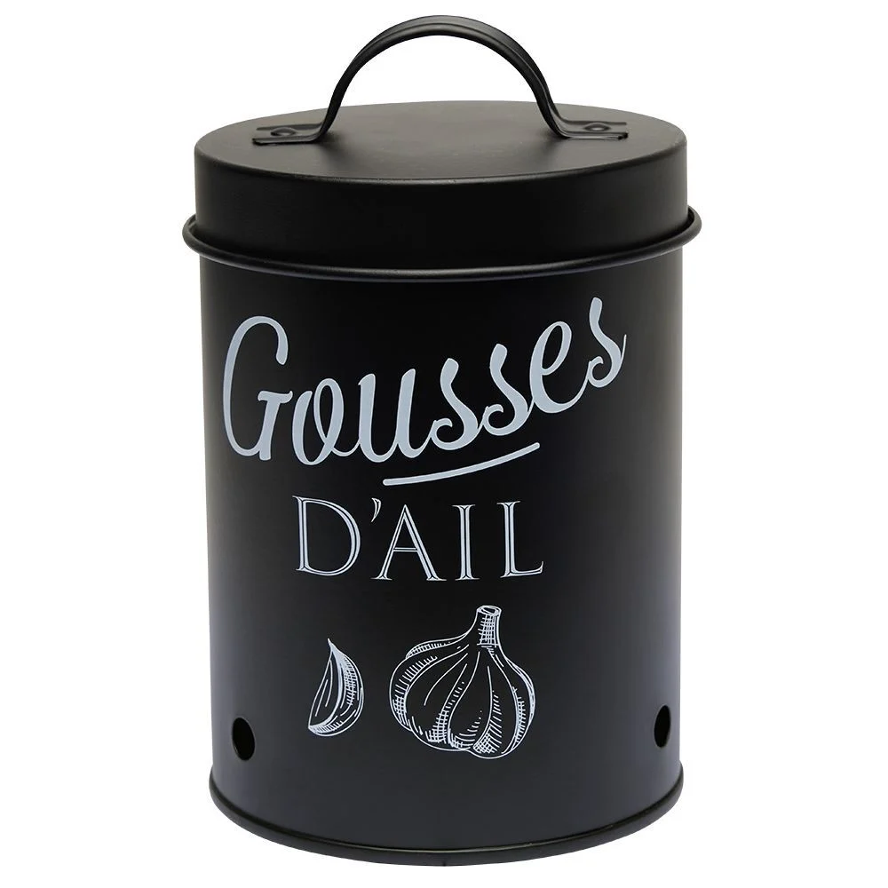 Boîte de conservation métal noir pour ail