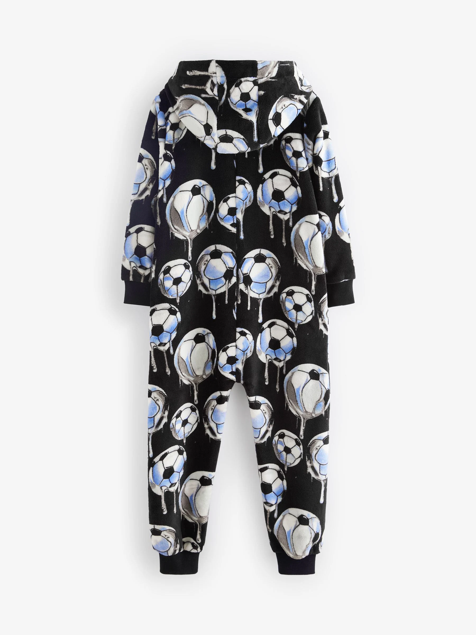 Zwart met voetbal - Fleece onesie (3-16 jr)