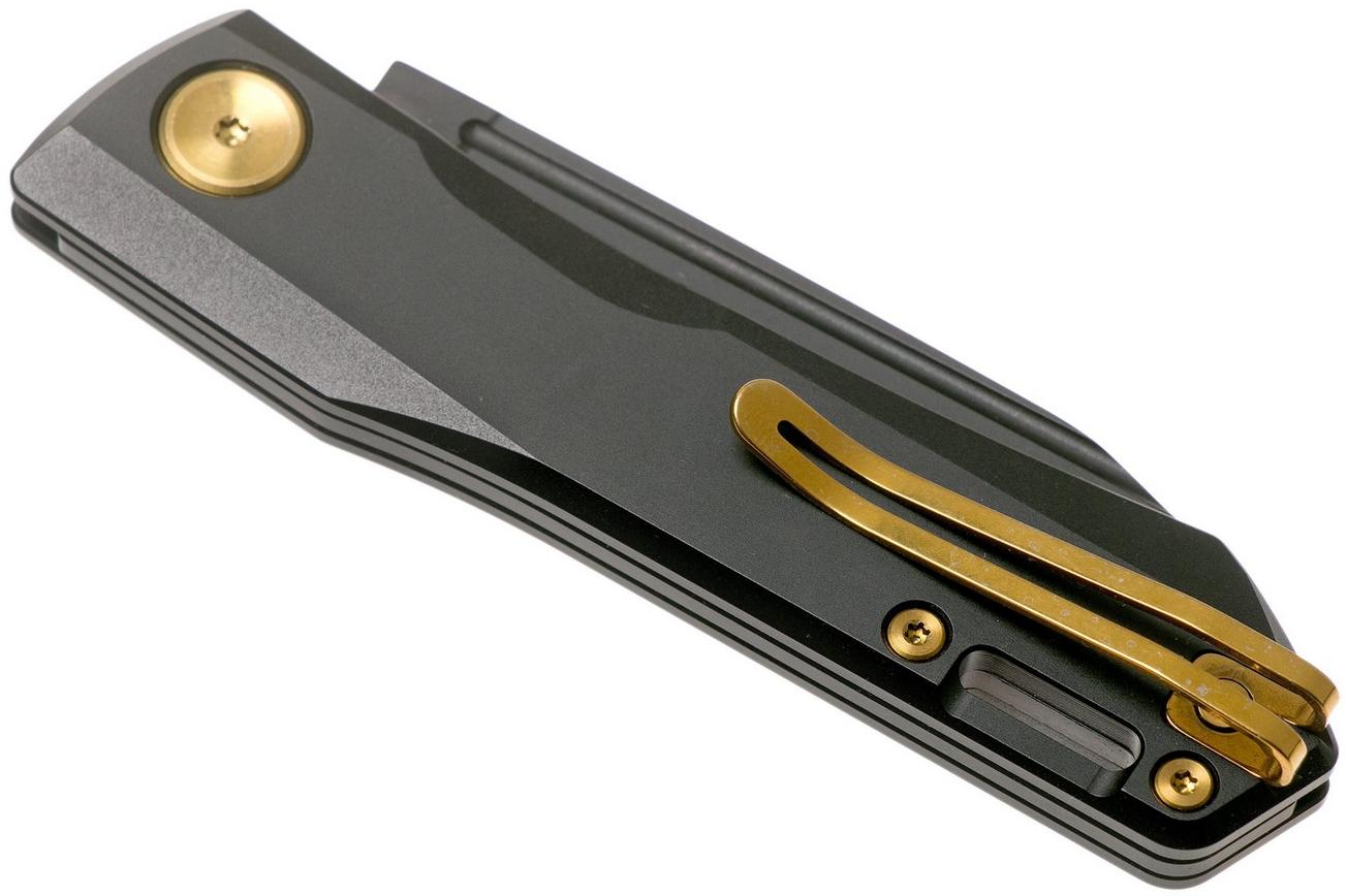 Real Steel Solis 7063G Black Titanium, Gold, slipjoint zakmes, Poltergeist design
