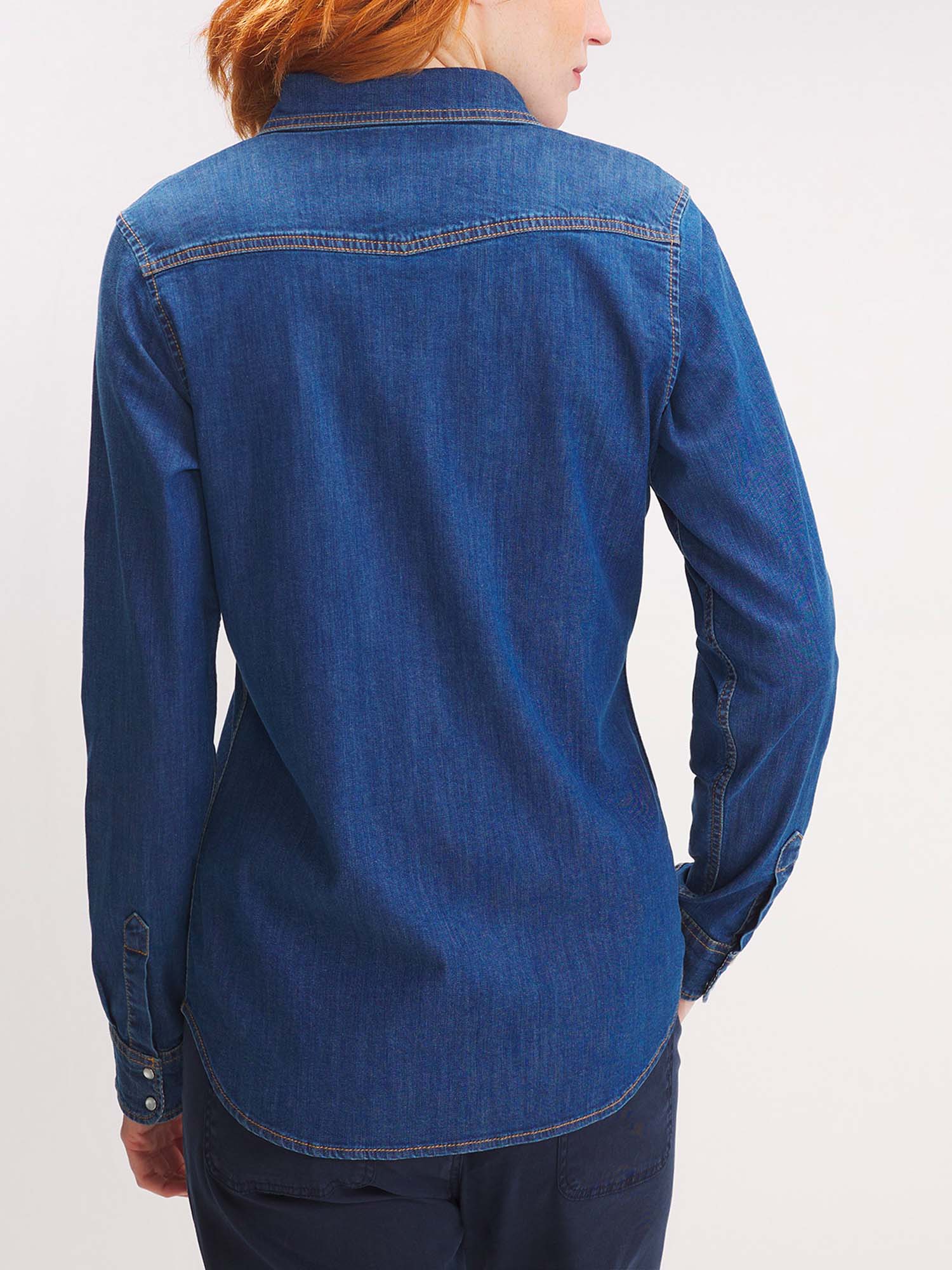 Chemise Femme En Denim Manches Longues Bleu