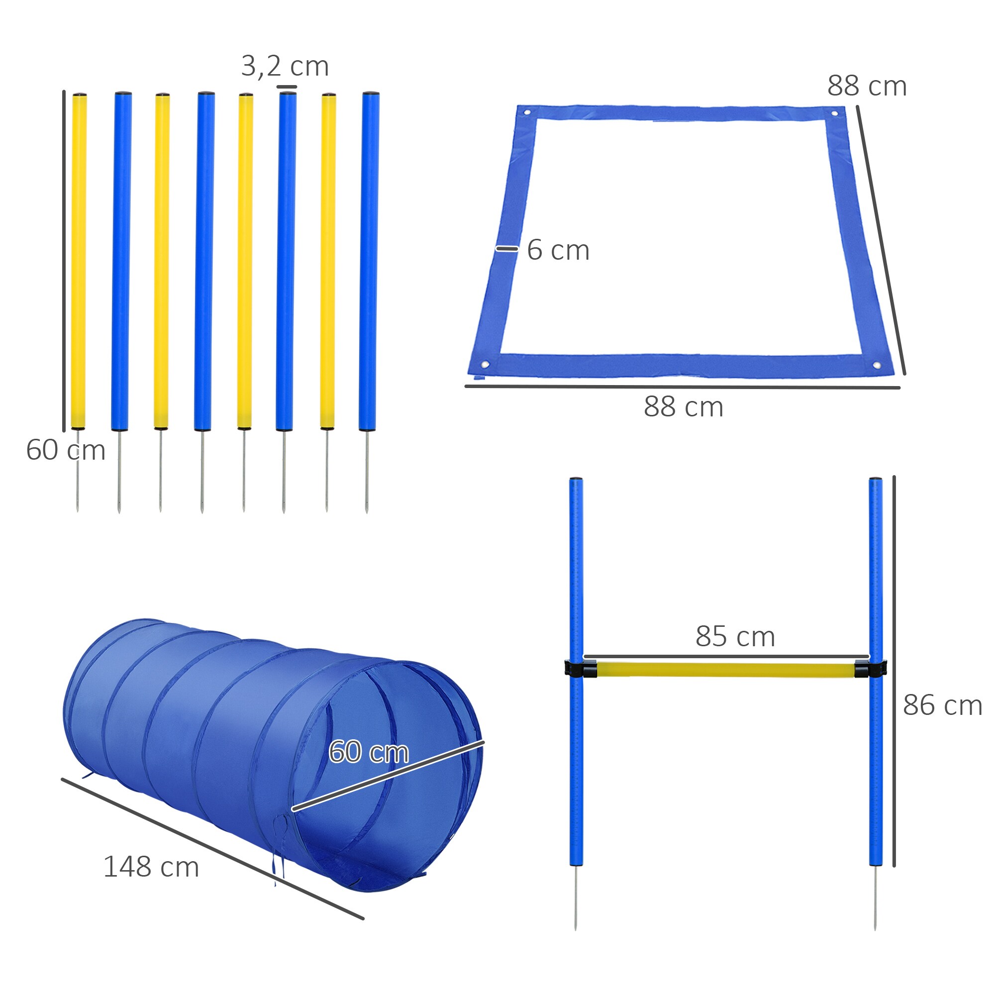 PawHut Hundesport blau, gelb