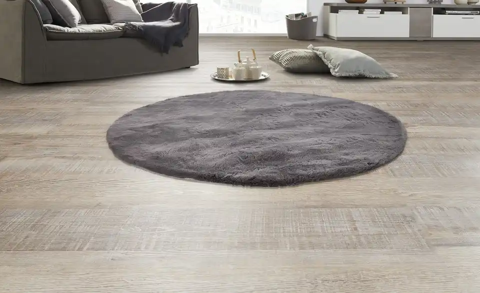 como Hochflorteppich Ø 120 cm Grau