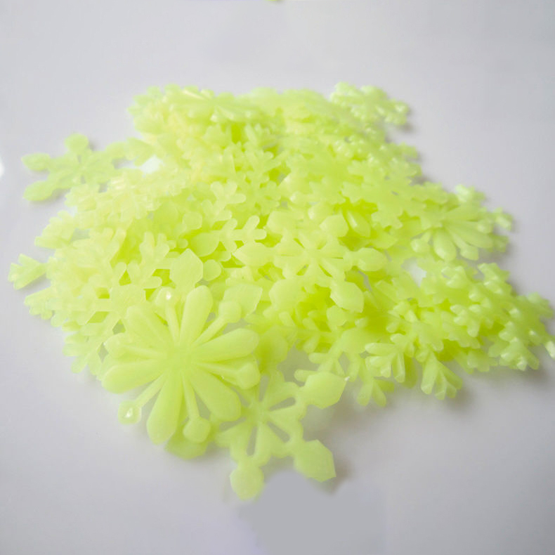 (50er Set) Leuchtende Wandsticker Fluoreszierende Schneeflocken Glow in the Dark Wand Deko für Kinderzimmer - Gelb