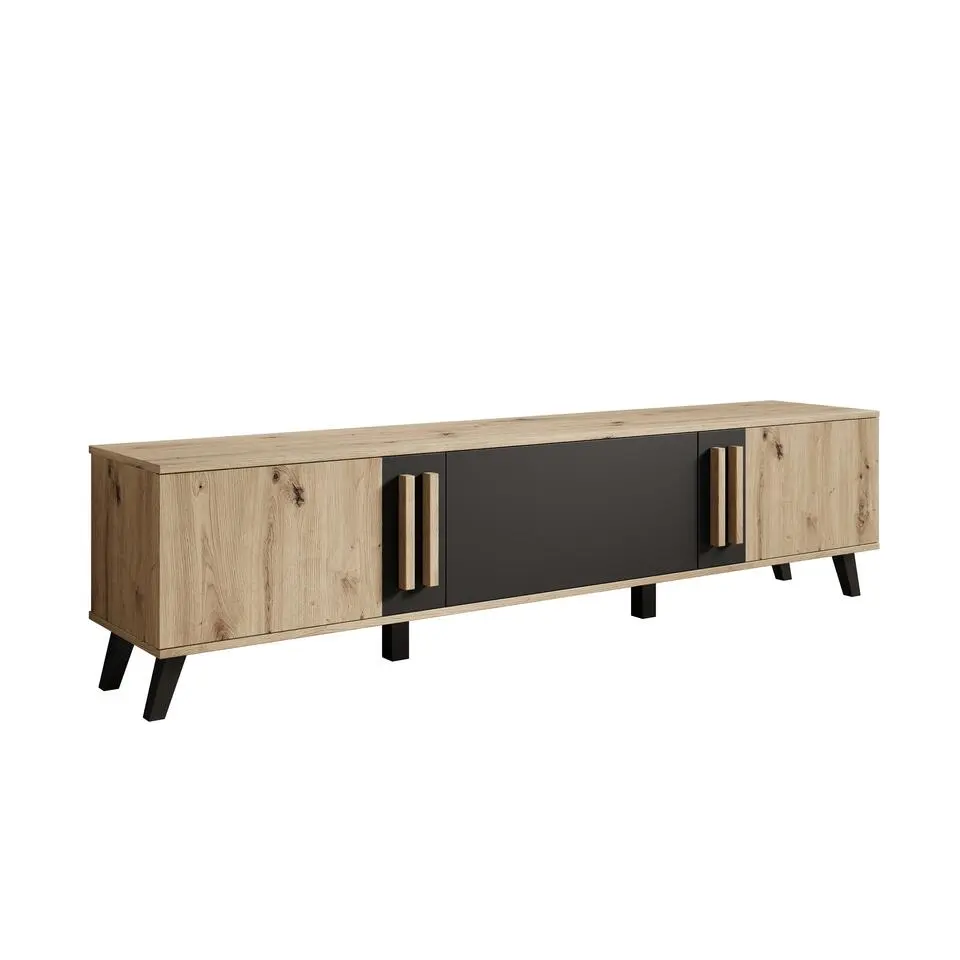 Meubella - Hydra - TV-Meubel - Eiken/Zwart - 180 cm