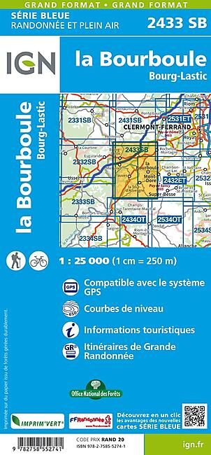 IGN - 2433 SB LA BOURBOULE 1 25 000