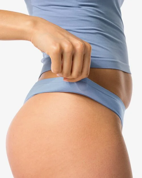 string femme sans coutures en micro bleu moyen