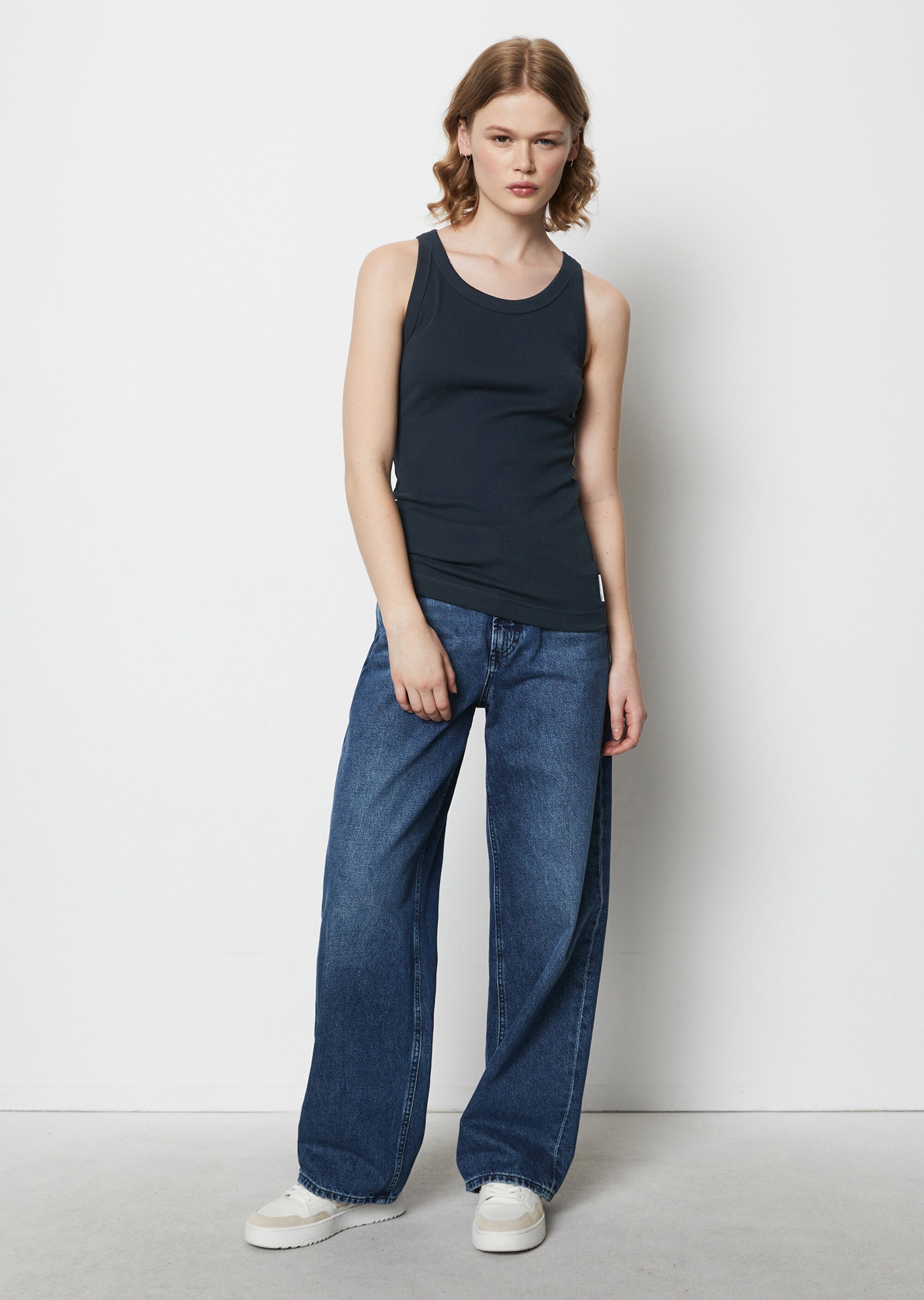 Tanktop slim aus geripptem Bio-Baumwolle-Stretch