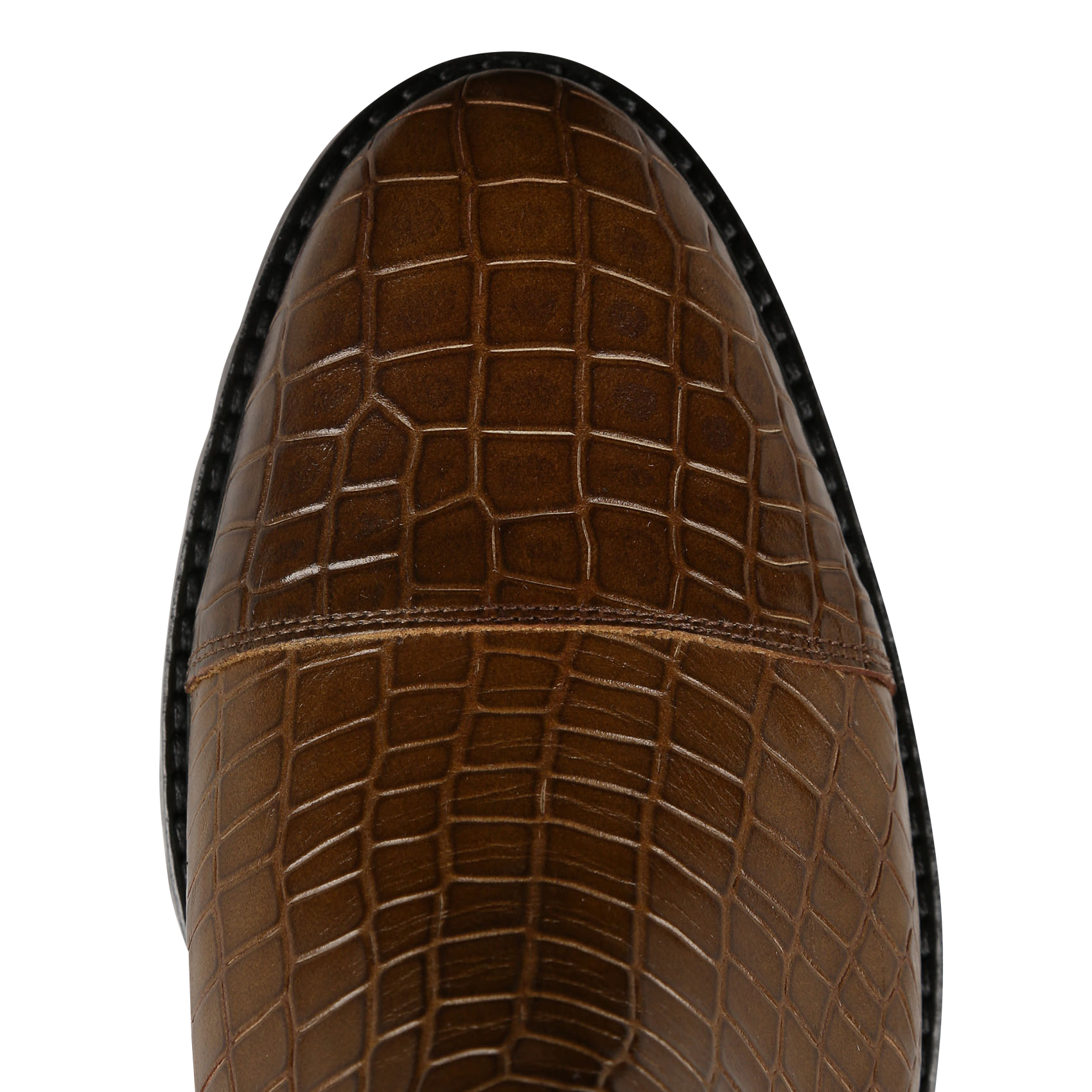 CARAVELLI - Bottines en cuir aspect croco| Marron