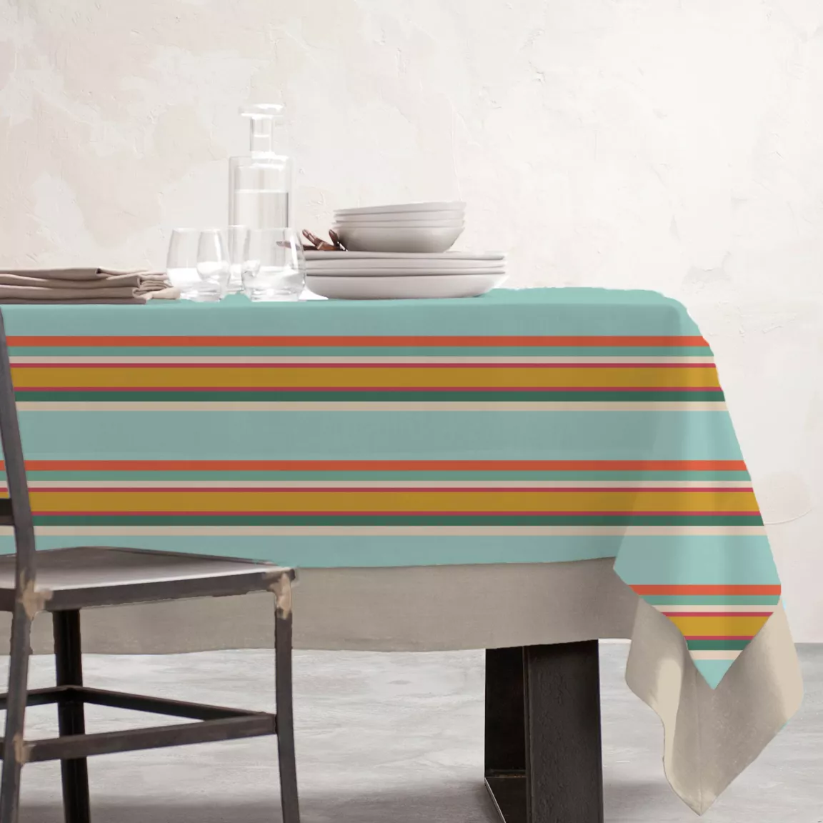 Nappe rectangulaire coton enduit (150 x 250 cm) Cervione Multicolore