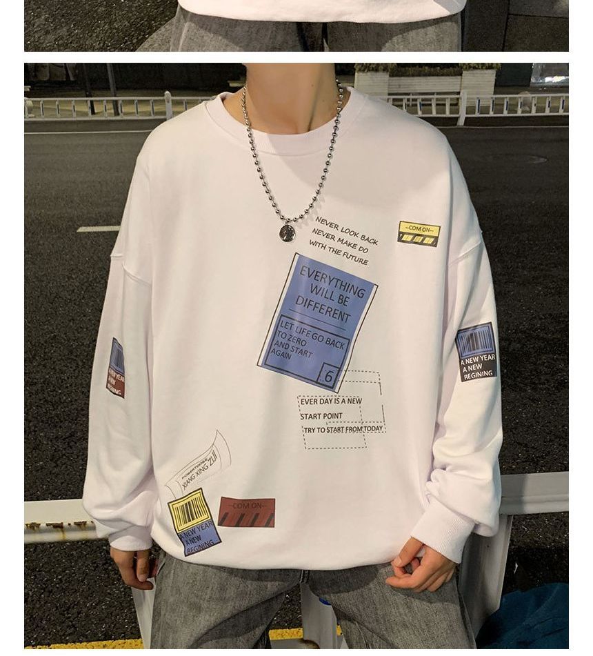 POSI - Losse sweatshirt met ronde hals en letterprint