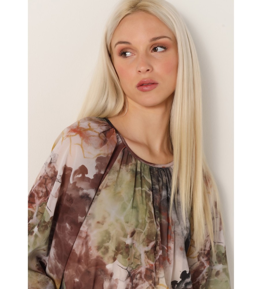 Victorio & Lucchino, Vestido midi fluido com estampa marrom V&L