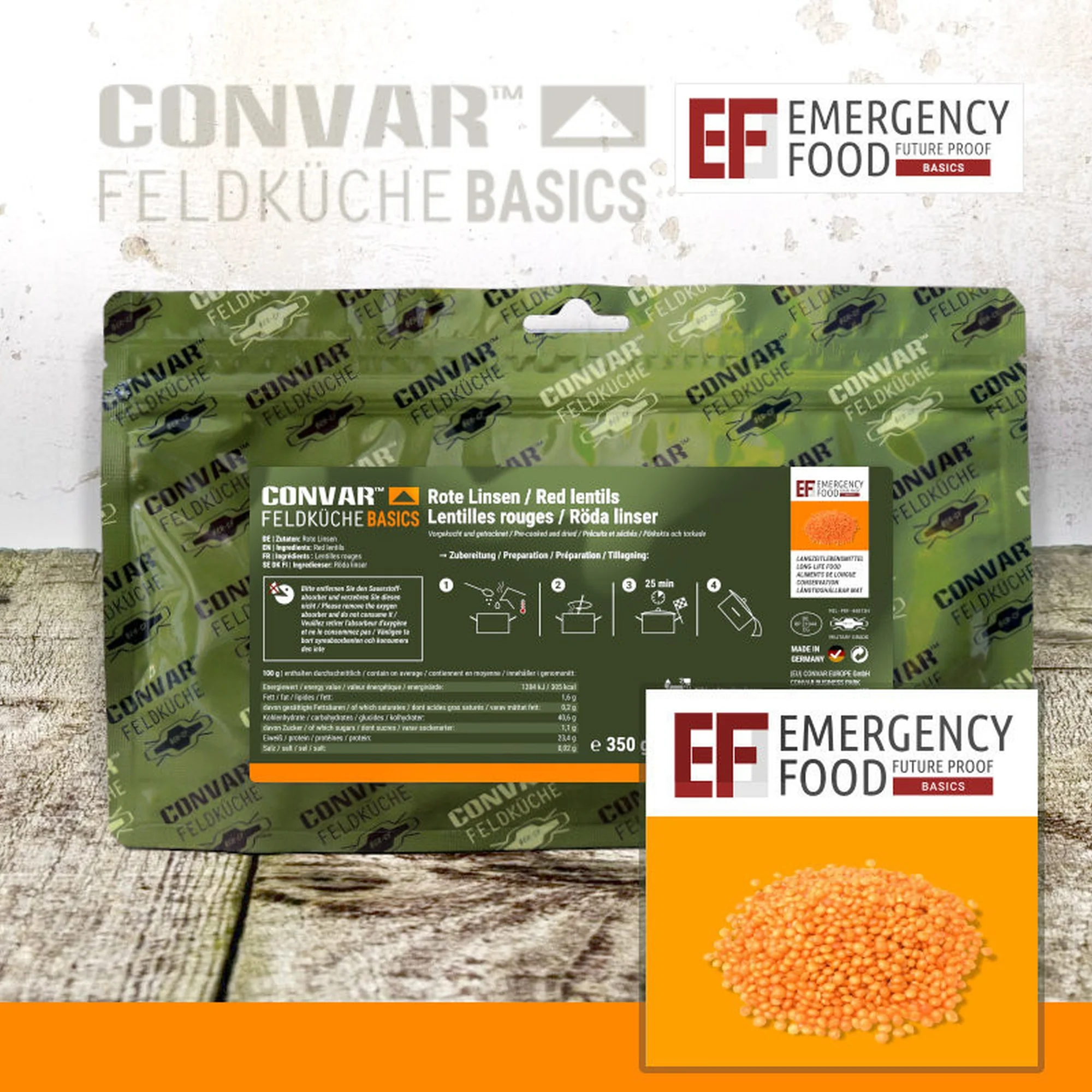 EF Emergency Food -  Feldküche Basics Rote Linsen 350 g